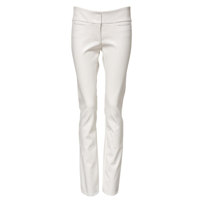 Dolce & Gabbana Weiße Polyurethan-Hose mit hoher Taille und konisch zulaufender Hose