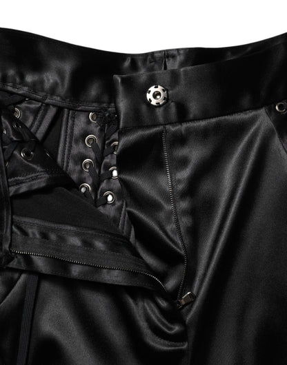 Dolce & Gabbana Schwarze Skinny-Hose mit hoher Taille und Spitzendetails