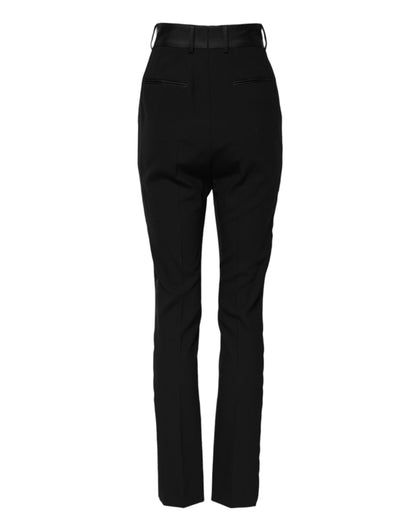 Dolce & Gabbana Schwarze Skinny-Hose mit hoher Taille aus Wolle