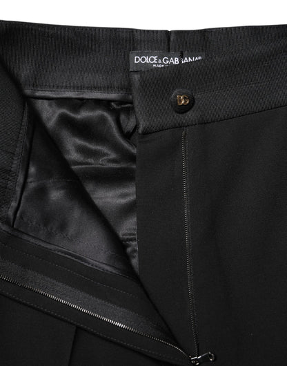 Dolce & Gabbana Schwarze Skinny-Hose mit hoher Taille aus Wolle