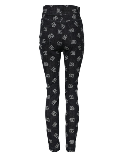 Dolce & Gabbana Schwarze DG Logo High Waist Skinny Denim Jeans
