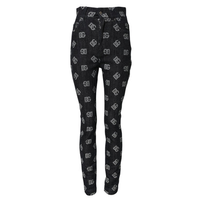 Dolce & Gabbana Schwarze DG Logo High Waist Skinny Denim Jeans