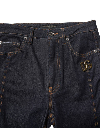 Dolce & Gabbana Schwarze Bootcut-Denim-Jeans aus Baumwolle mit mittlerer Taille