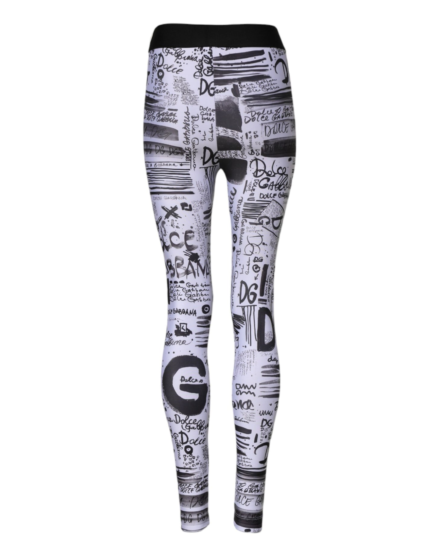 Dolce & Gabbana Weiße Grafik HighWaist Skinny Leggings Hose