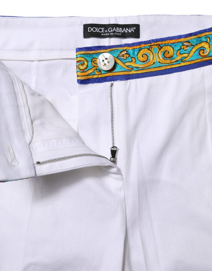 Dolce & Gabbana Weiße konisch zulaufende Hose aus Baumwolle mit mittlerer Taille