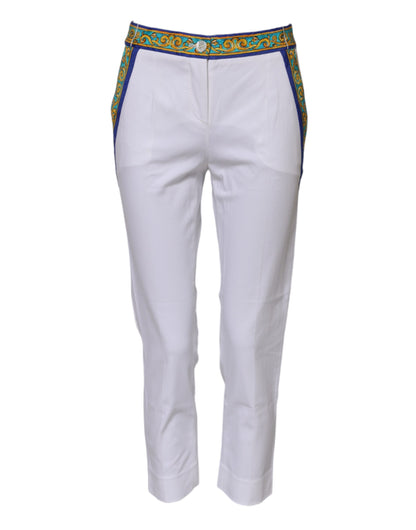Dolce & Gabbana Weiße konisch zulaufende Hose aus Baumwolle mit mittlerer Taille