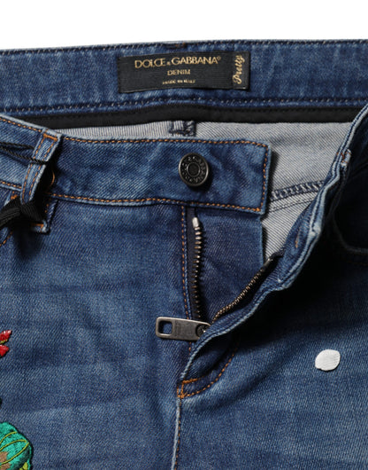 Dolce & Gabbana Blaue Skinny Denim-Jeans aus Baumwolle mit mittlerer Taille