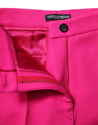 Dolce & Gabbana Fuchsia Pink Hochtaillierte Hose mit schmalem Bund