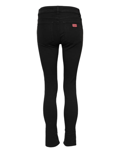 Dolce & Gabbana Schwarze Skinny Denim-Jeans aus Baumwolle mit mittlerer Taille