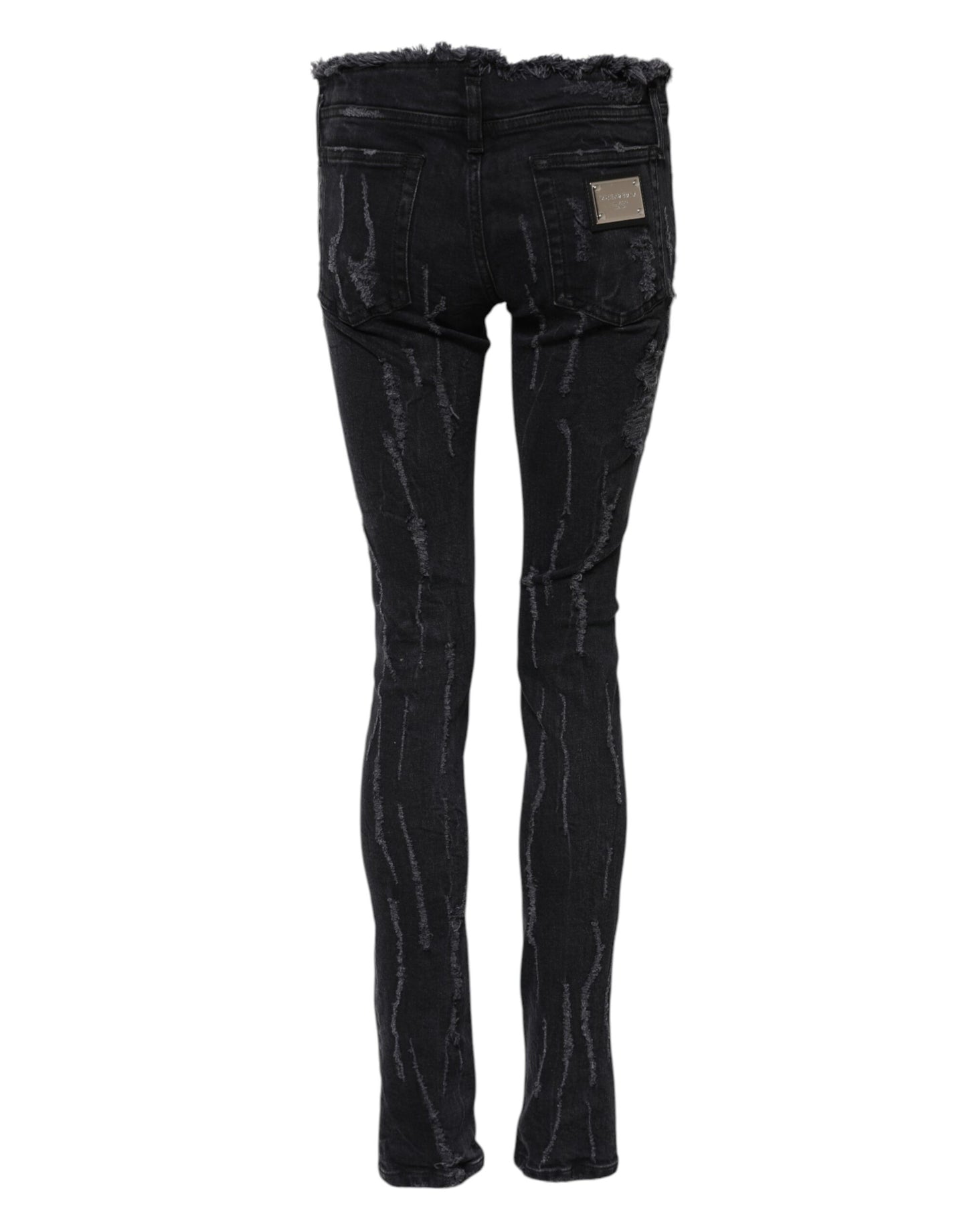 Dolce & Gabbana Schwarze zerfledderte Skinny Denim Jeans aus Baumwolle