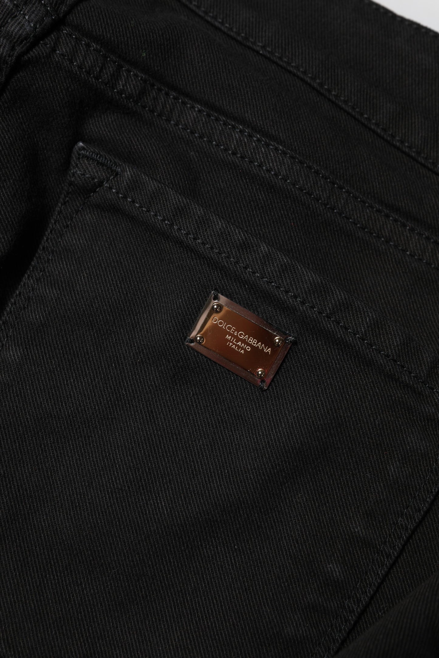 Dolce & Gabbana Schwarze Skinny Denim-Jeans aus Baumwolle mit mittlerer Taille