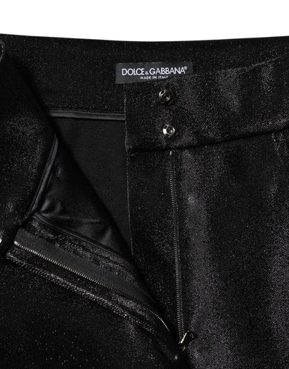 Dolce & Gabbana Schwarze Baumwoll-Stretch-Lurexfäden-Skinny-Hose