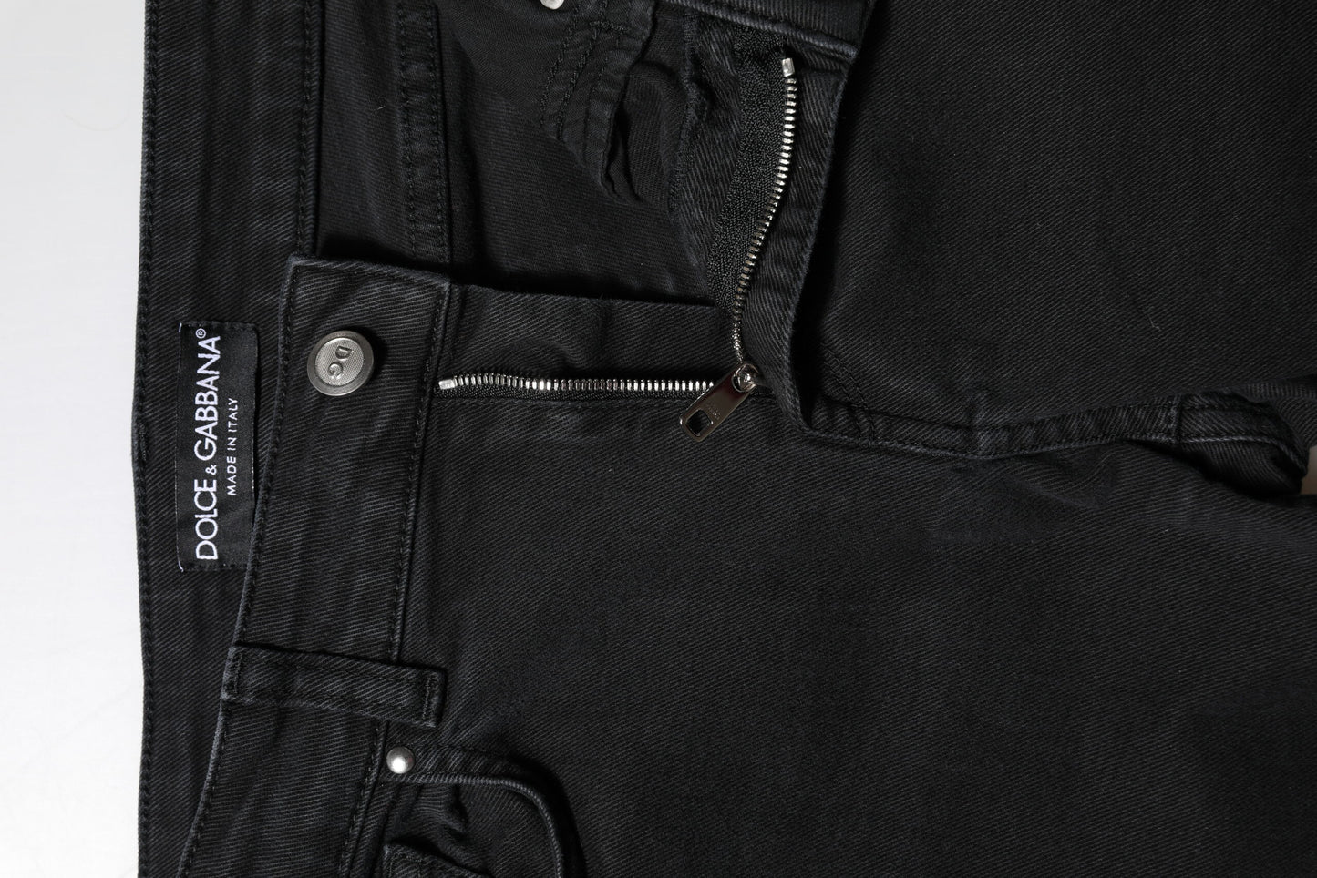 Dolce & Gabbana Schwarze Skinny Denim-Jeans aus Baumwolle mit mittlerer Taille