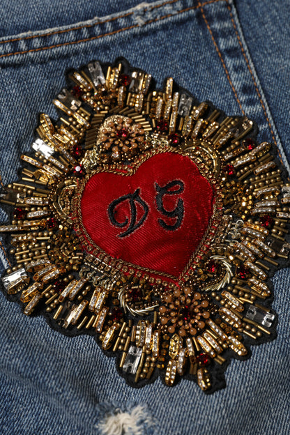 Dolce & Gabbana Blaue Boyfriend-Jeans aus zerfetztem Denim