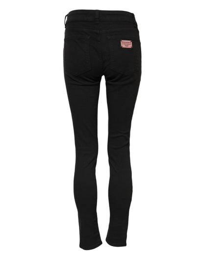 Dolce & Gabbana Schwarze Skinny Denim-Jeans aus Baumwolle mit mittlerer Taille