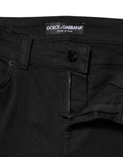 Dolce & Gabbana Schwarze Skinny Denim-Jeans aus Baumwolle mit mittlerer Taille
