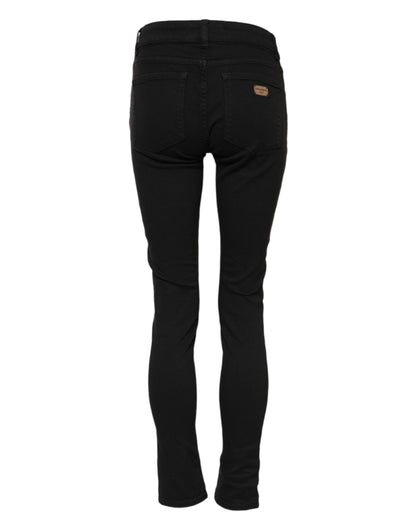 Dolce & Gabbana Schwarze Skinny Denim-Jeans aus Baumwolle mit mittlerer Taille