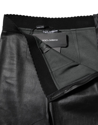 Dolce & Gabbana Schwarze Lederhose mit elastischer Taille