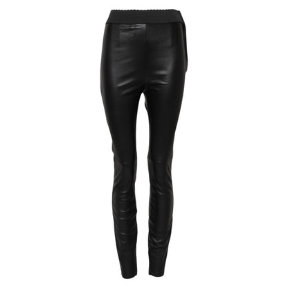 Dolce & Gabbana Schwarze Lederhose mit elastischer Taille