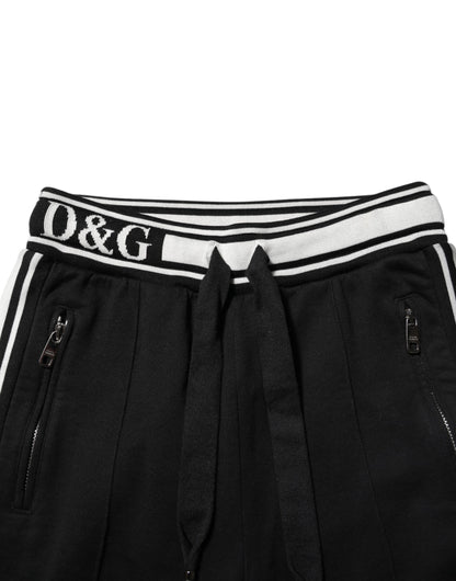 Dolce & Gabbana Schwarze Baumwoll-Jogger-Hose mit Logo-Taille