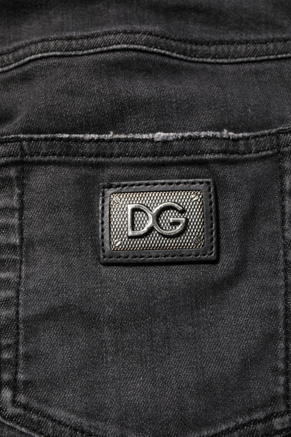 Dolce & Gabbana Schwarze Skinny Denim-Jeans aus Baumwolle mit niedriger Taille