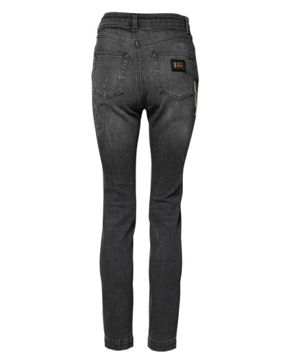 Dolce & Gabbana Dunkelgraue AUDREY Baumwoll-Skinny-Jeans aus Denim