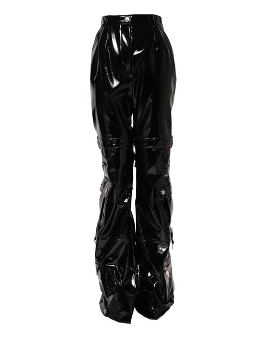 Dolce & Gabbana Schwarze Cargo-Bootcut-Hose mit hoher Taille