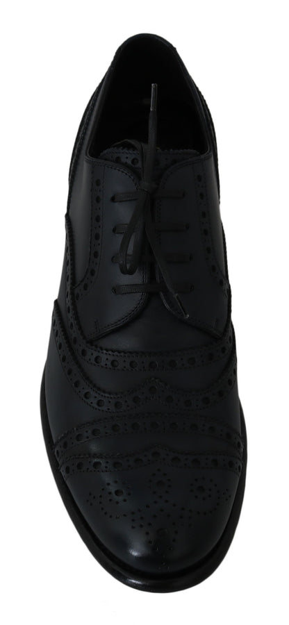 Dolce & Gabbana Dunkelblaue Leder Wingtip Oxford Dress Schuhe
