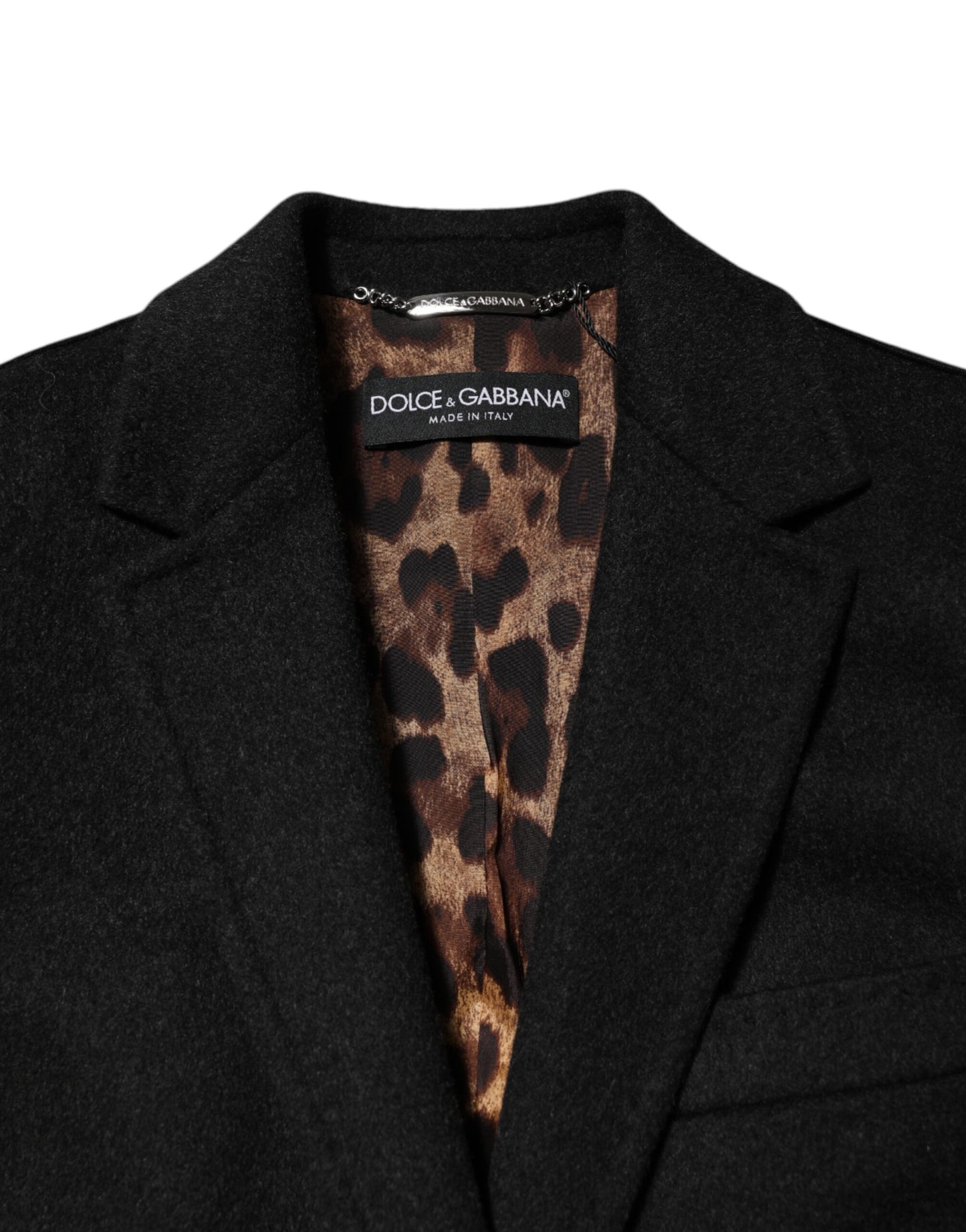 Dolce & Gabbana Schwarzer Wollmantel mit langen Ärmeln Trenchcoat Jacke