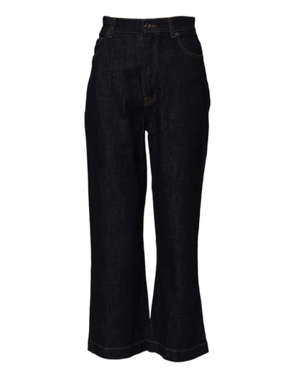 Dolce & Gabbana Blaue Baumwolljeans mit ausgestelltem Bund