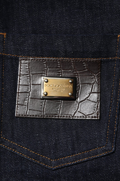 Dolce & Gabbana Blaue Baumwolljeans mit ausgestelltem Bund
