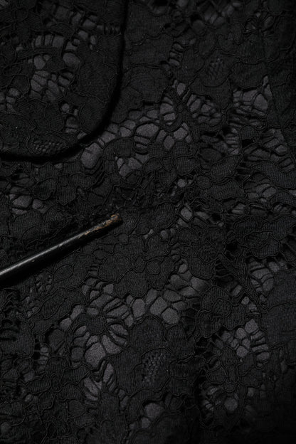 Dolce & Gabbana Schwarze Jacke mit geblümter Spitze aus Baumwolle mit Kragen