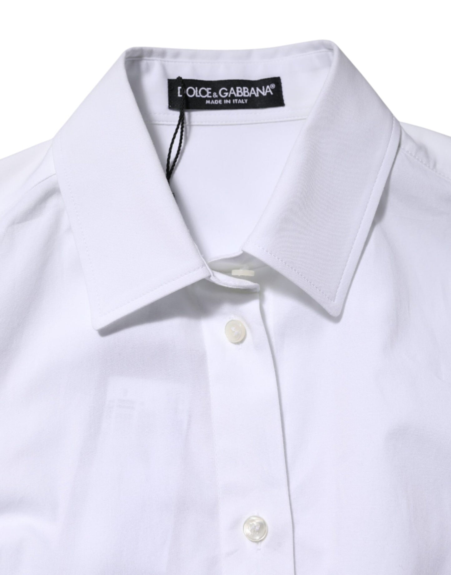 Dolce & Gabbana Weißes Baumwollhemd mit langen Ärmeln und Kragen