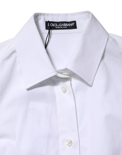 Dolce & Gabbana Weißes Baumwollhemd mit langen Ärmeln und Kragen