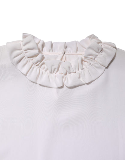 Dolce & Gabbana Weiße Bluse mit gerafftem Ausschnitt Pullover-Oberteil