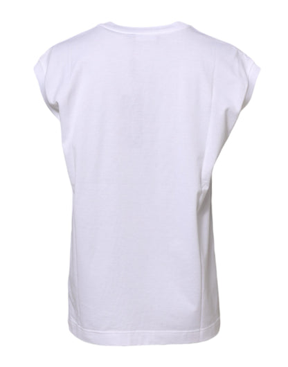 Dolce & Gabbana Weißes ärmelloses Baumwoll-Tank-T-Shirt für Frauen