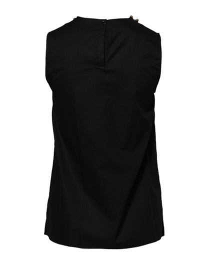 Boutique Moschino Schwarzes ärmelloses Baumwoll-Tank-T-Shirt für Frauen