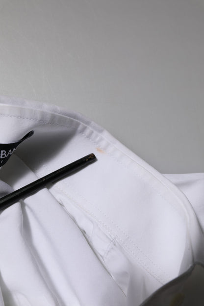 Dolce & Gabbana Weißes Hemd mit Rosenstickerei und Kragen