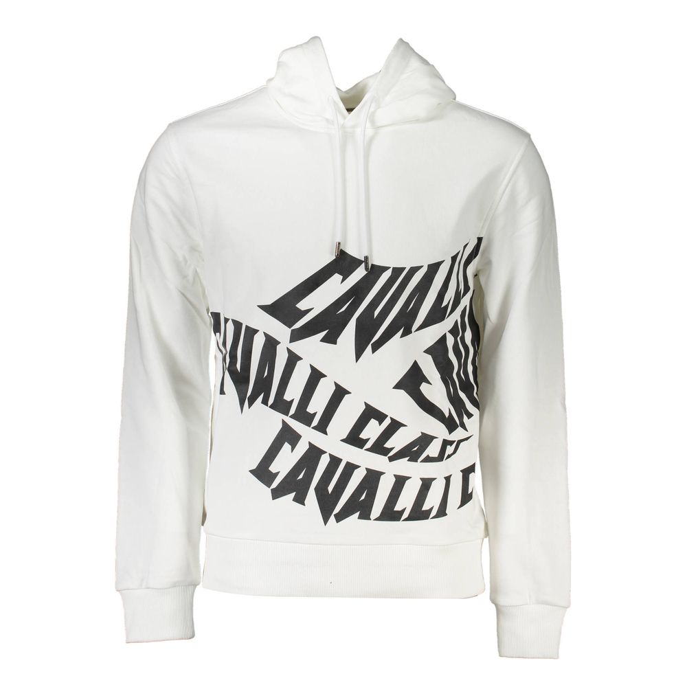 Cavalli Class Weißer Baumwollpullover für Männer