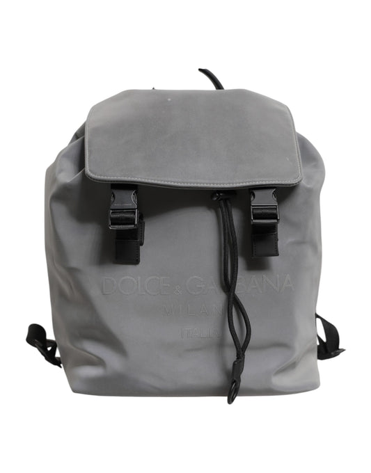 Dolce & Gabbana Grauer Palermo Reflektor Schnallen Kordelzug Rucksack Tasche
