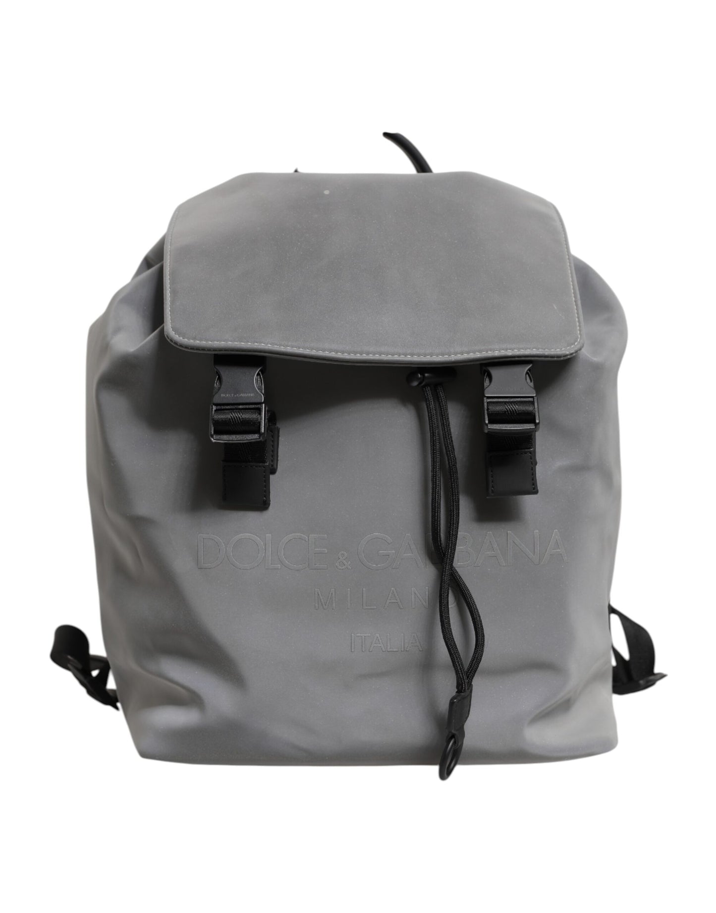 Dolce & Gabbana Grauer Palermo Reflektor Schnallen Kordelzug Rucksack Tasche