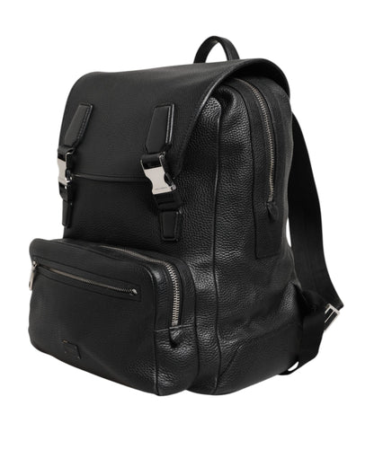 Dolce & Gabbana Schwarzer Palermo-Rucksack Tasche aus gehämmertem Kalbsleder