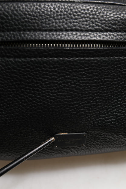 Dolce & Gabbana Schwarzer Palermo-Rucksack Tasche aus gehämmertem Kalbsleder