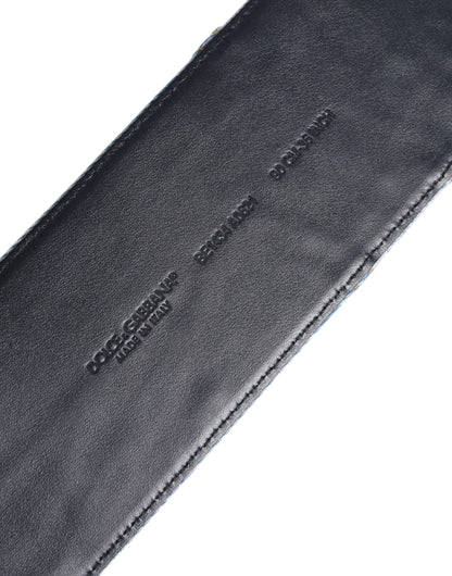 Dolce & Gabbana Zweifarbiger Gürtel aus blauem Denim mit goldener Metallschnalle