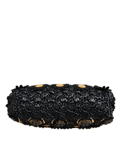 Dolce & Gabbana Schwarze Quaste Gold Barock Kristall Abendtasche