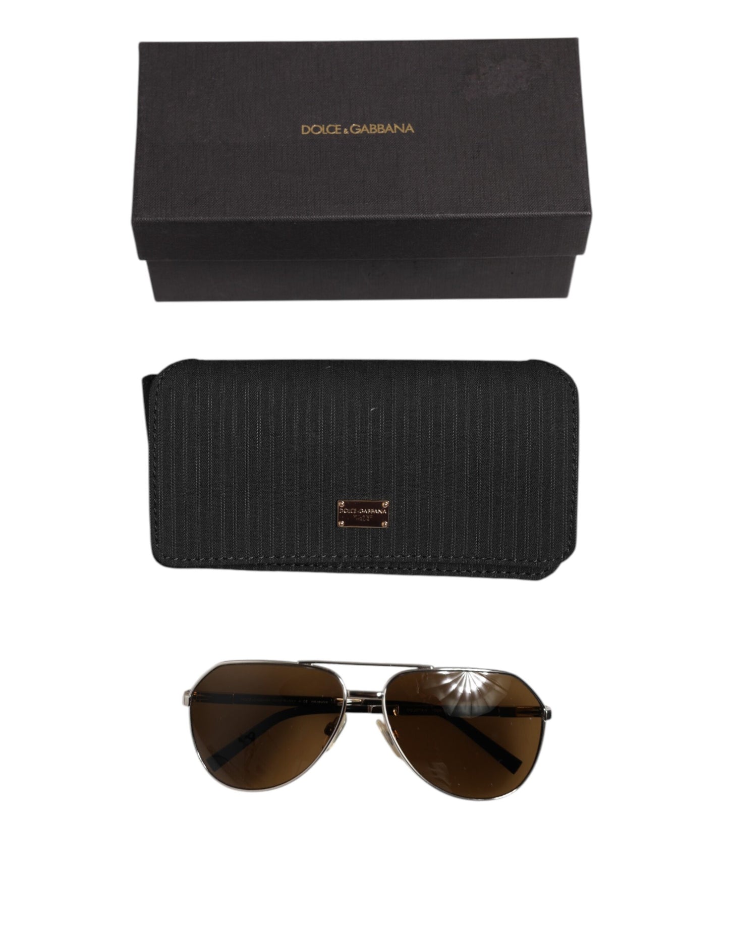 Dolce & Gabbana DG2073 Silberner Stahl Klassischer Pilot Braune Gläser Sonnenbrille