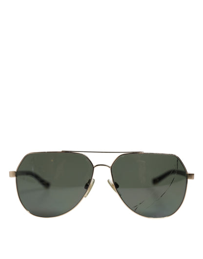 Dolce & Gabbana Schwarze 18K vergoldete Sonnenbrille aus polarisiertem Stahl DG2133K
