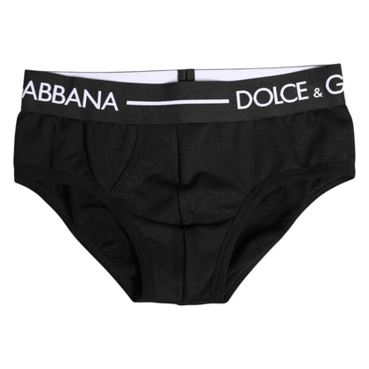 Dolce & Gabbana Schwarzer Cotton Stretch Regular Slip Unterwäsche