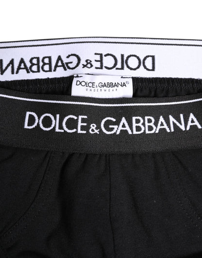Dolce & Gabbana Schwarzer Cotton Stretch Regular Slip Unterwäsche