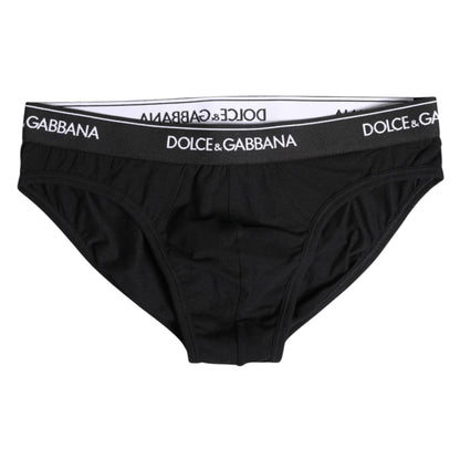 Dolce & Gabbana Schwarzer Cotton Stretch Regular Slip Unterwäsche